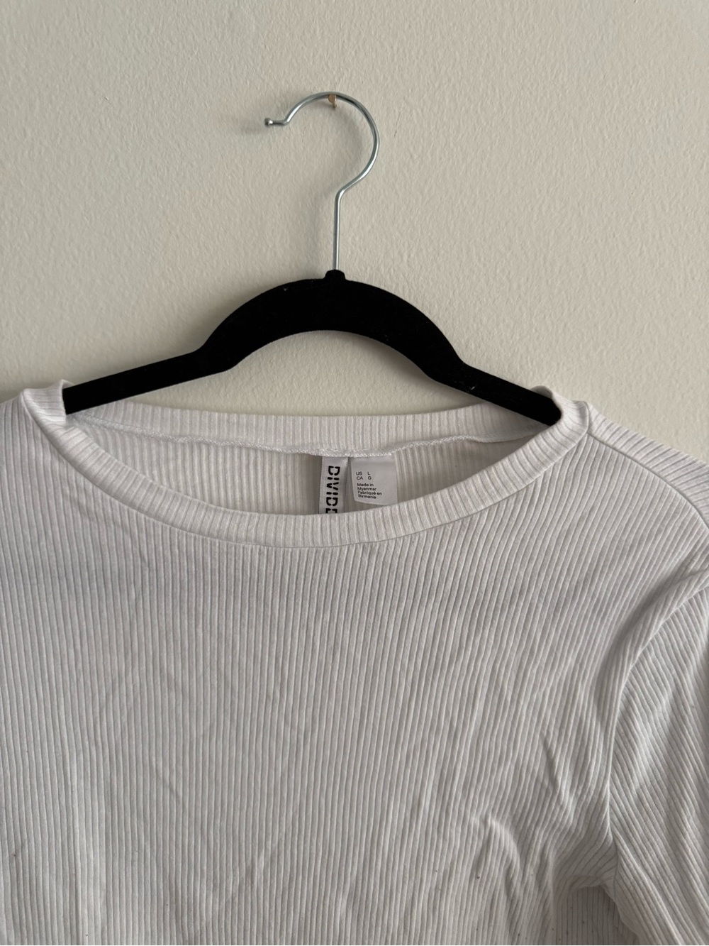 Divided White Ribbed Long Sleeve Crewneck Top - Picture 3 of 3
